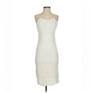 Freshman 1996- Ivory Crochet Knit Boho Sleeveless Coquette Midi Dress size M